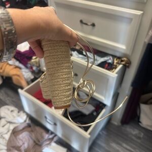 Beige Woven Platform Sandals